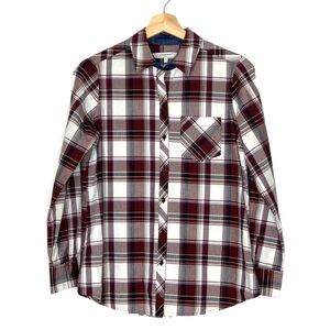 Foxcroft NYC Red and White Plaid Long Sleeve Button Down Top Shirt Size 4